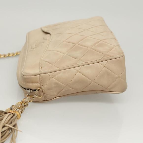 CHANEL Matelasse Chain Shoulder Bag Lamb Skin Beige Gold CC Auth bs26041 - Picture 4 of 16